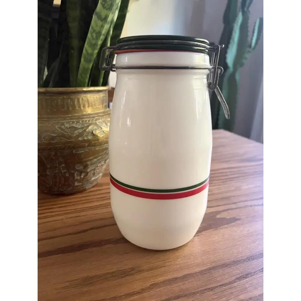 Vintage Midcentury Wheaton Milk Glass Sugar Canister 8.5” Jar Glass Sugar Jar